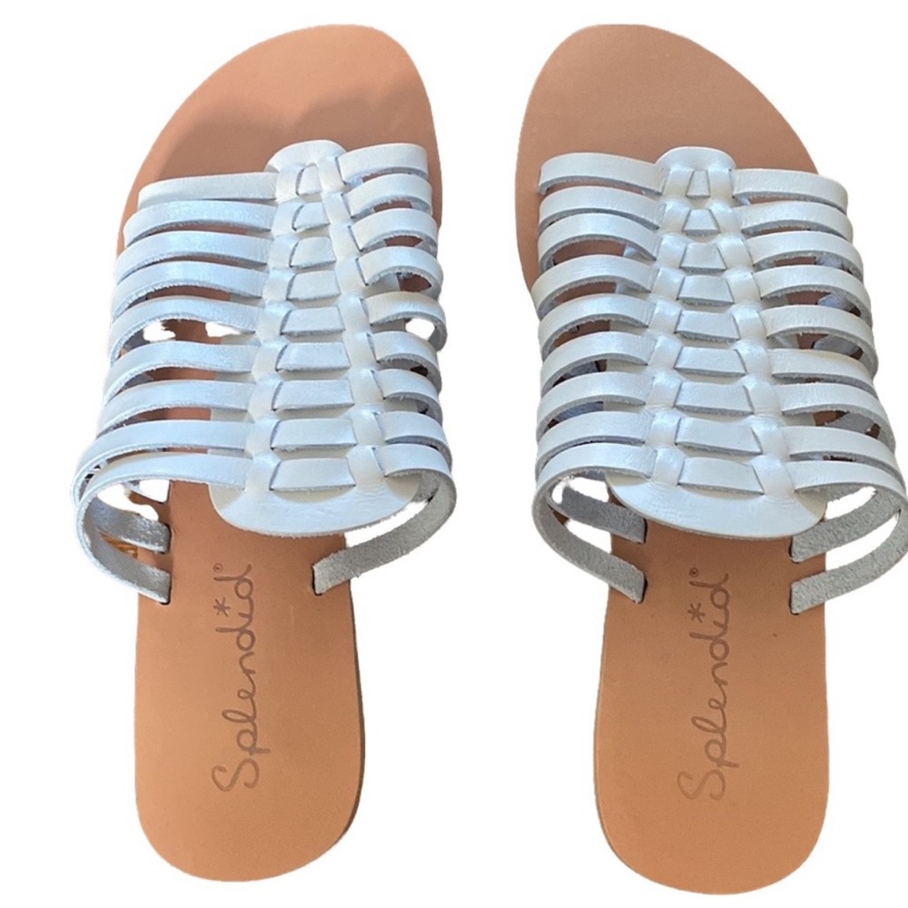 Splendid Talula Ivory Multi Strap Woven Huarache Slide Leather Sandals NEW 7 - Picture 3 of 10